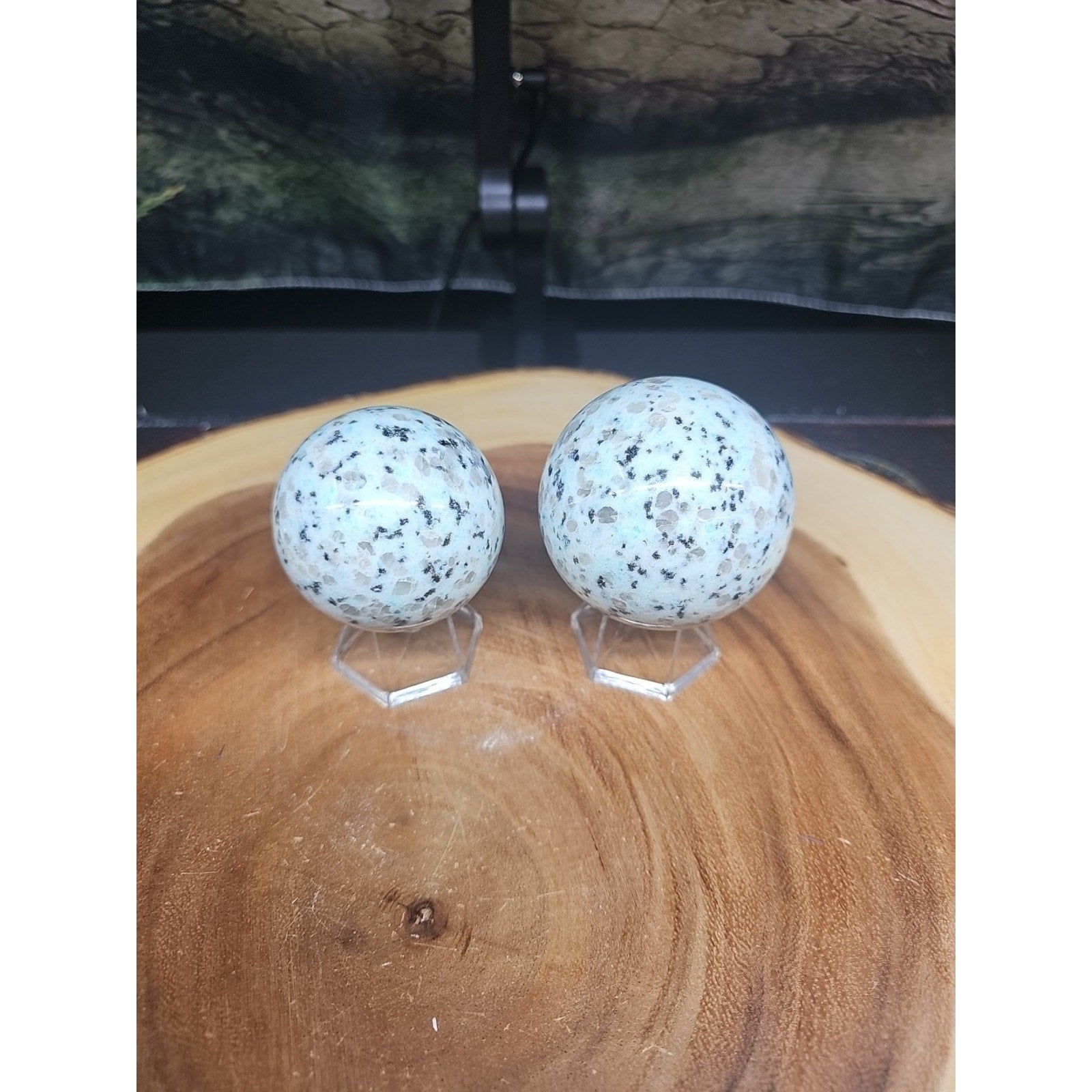 2Pcs A Set Of Natural Quartz Crystal Jasper Sphere Ball Polished 50-60mm &stand