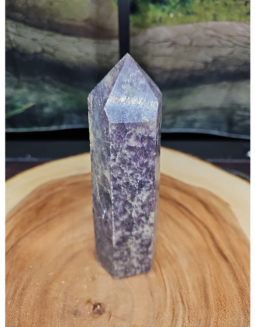 Load image into Gallery viewer, 1ea Natural Purple Mica Lepidolite Crystal Point Tower Africa 505g
