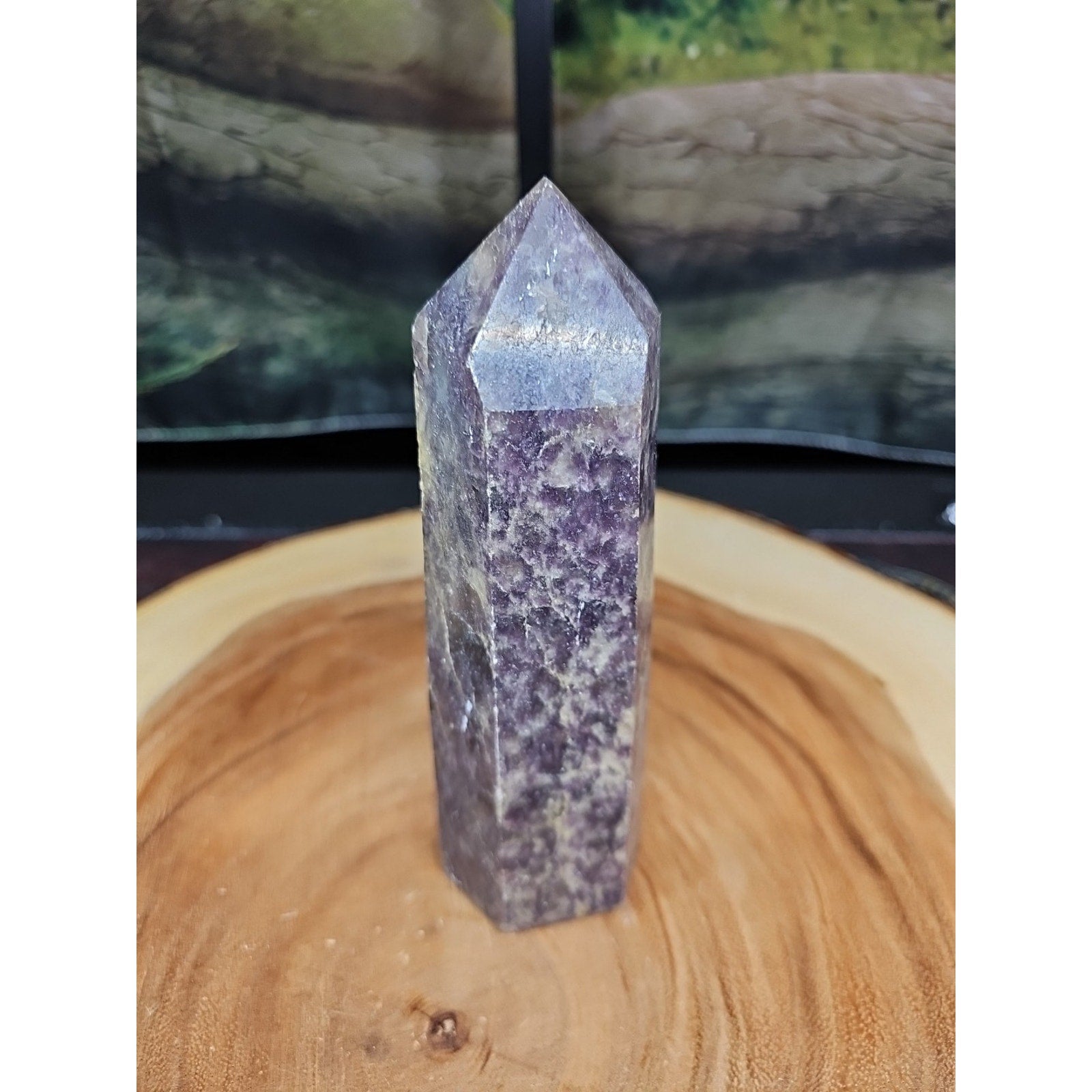 1ea Natural Purple Mica Lepidolite Crystal Point Tower Africa 505g