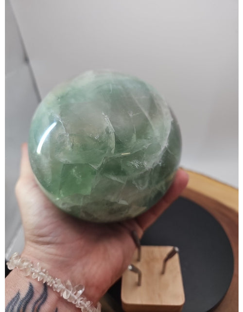 Load image into Gallery viewer, 5.43 Natural Green Fluorite Quartz Crystal Sphere Ball Polished Healing
