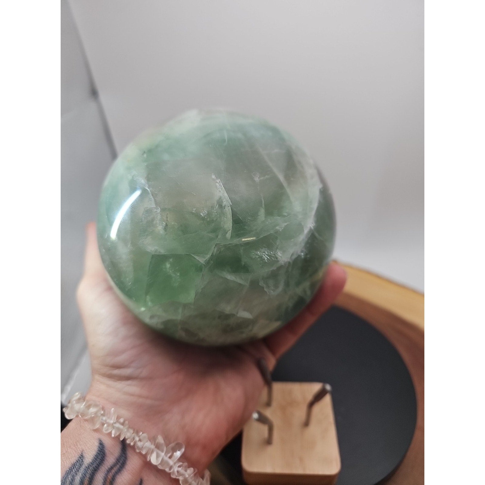 5.43 Natural Green Fluorite Quartz Crystal Sphere Ball Polished Healing