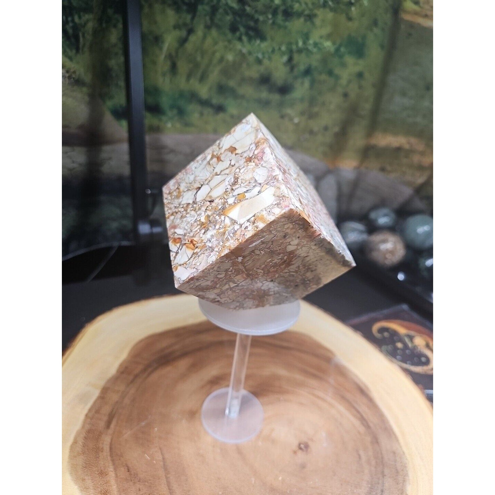 2.83LB 1Pcs Natural Ocean Jasper Onyx Quartz Crystal Geode Square Heptahedron