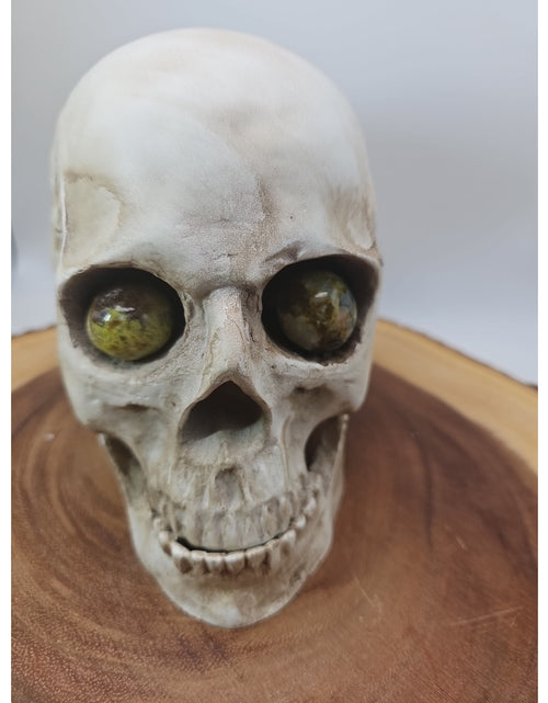 Load image into Gallery viewer, Resin Skull W/Ocean Jasper Quartz Eyes
