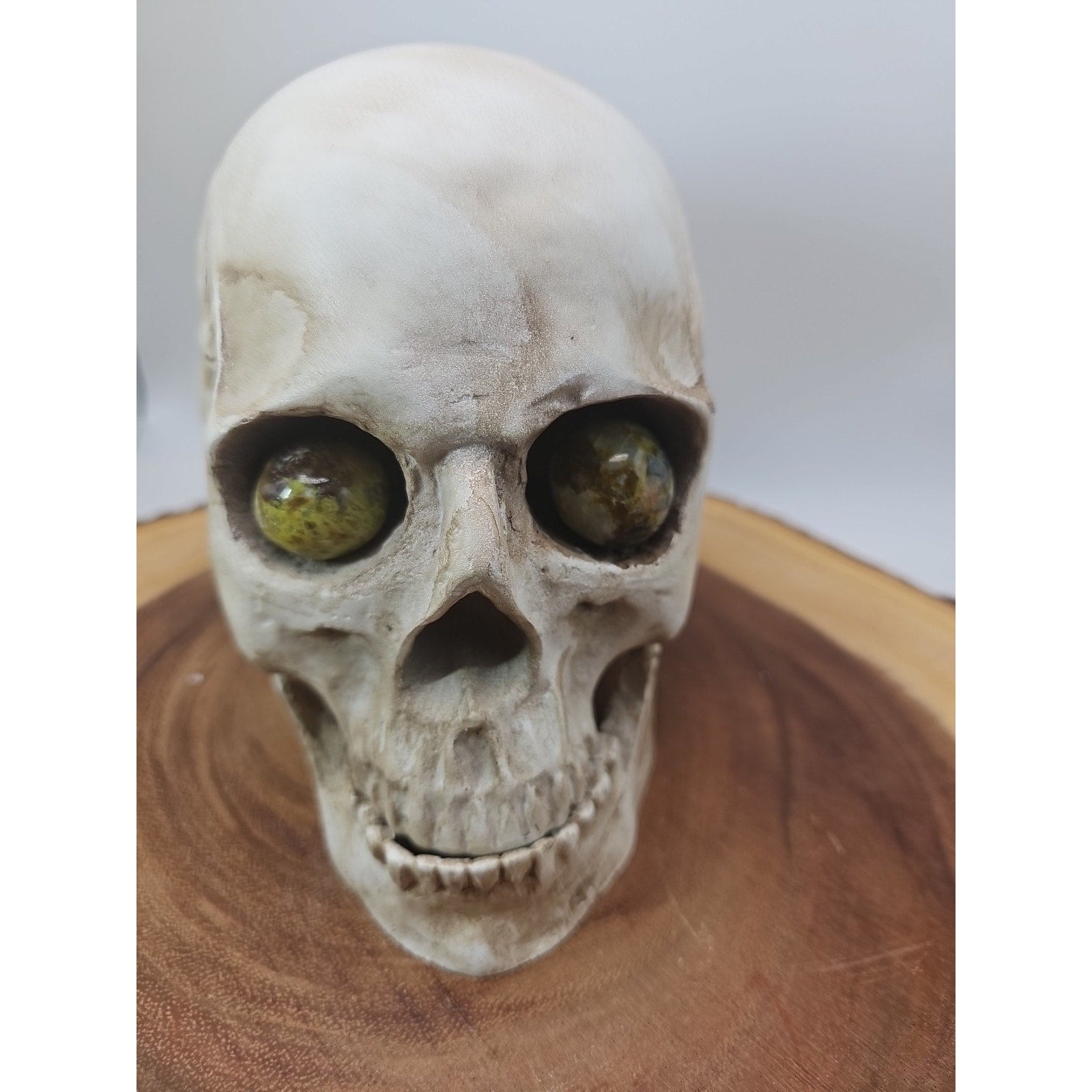 Resin Skull W/Ocean Jasper Quartz Eyes