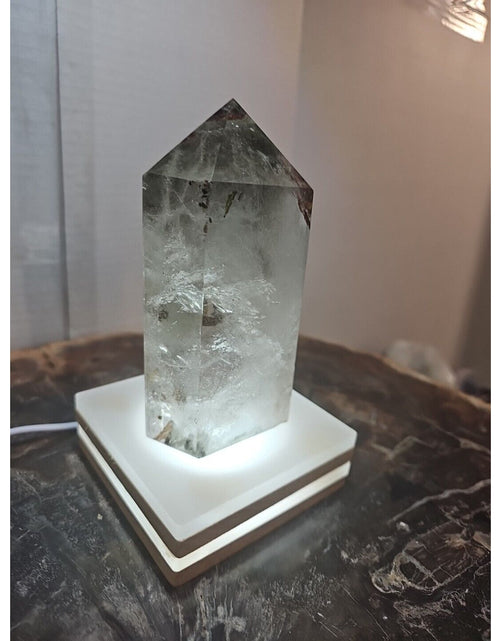 Load image into Gallery viewer, 1.73LB Natural Green Ghost Phantom Quartz Crystal Obelisk Wand Point Healing.
