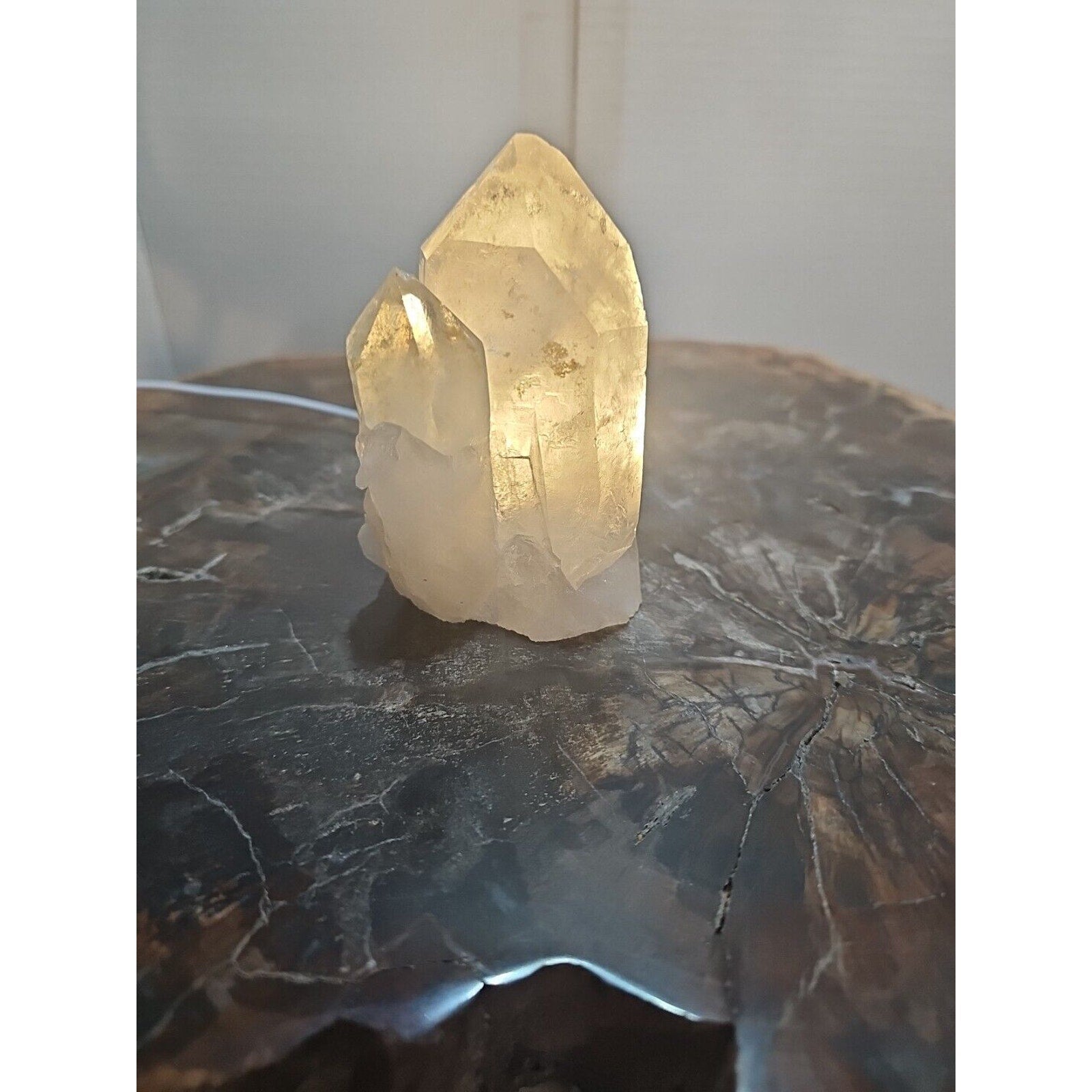 429g White Quartz Crystal Cluster W/ Led Light