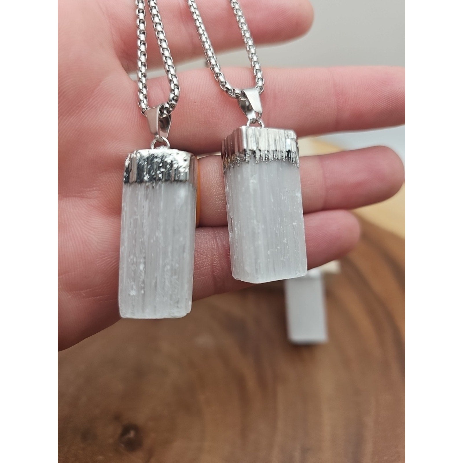 Selenite Crystal Necklace 1 Each W/Chain