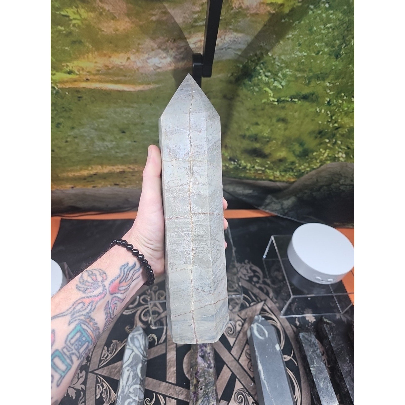 6.66lbs 12in Tall Ocean Jasper Crystal Point