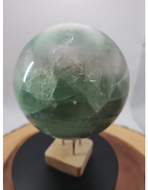 Load image into Gallery viewer, 5.43 Natural Green Fluorite Quartz Crystal Sphere Ball Polished Healing
