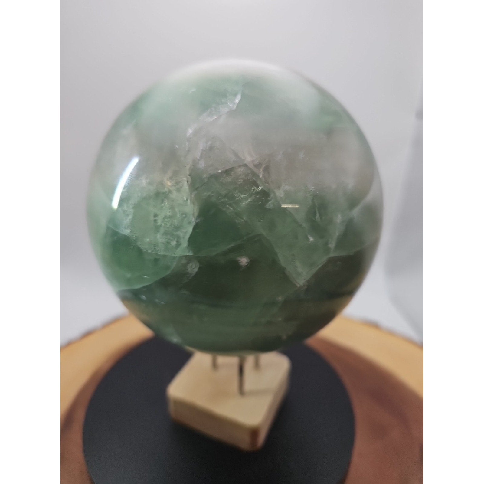 5.43 Natural Green Fluorite Quartz Crystal Sphere Ball Polished Healing