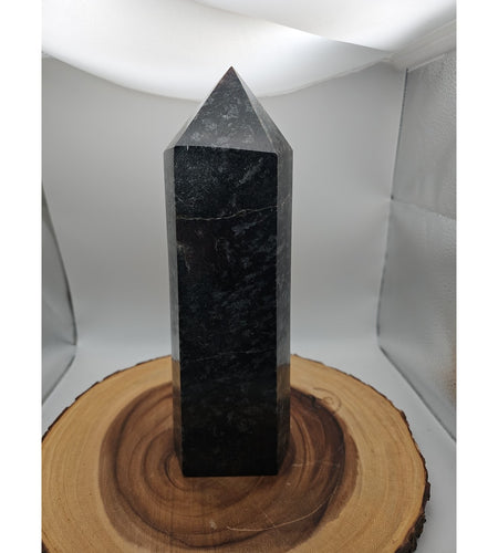 8.23lb Arfvedsonite Garnet Blue Flashes Crystal Point Tower Polished