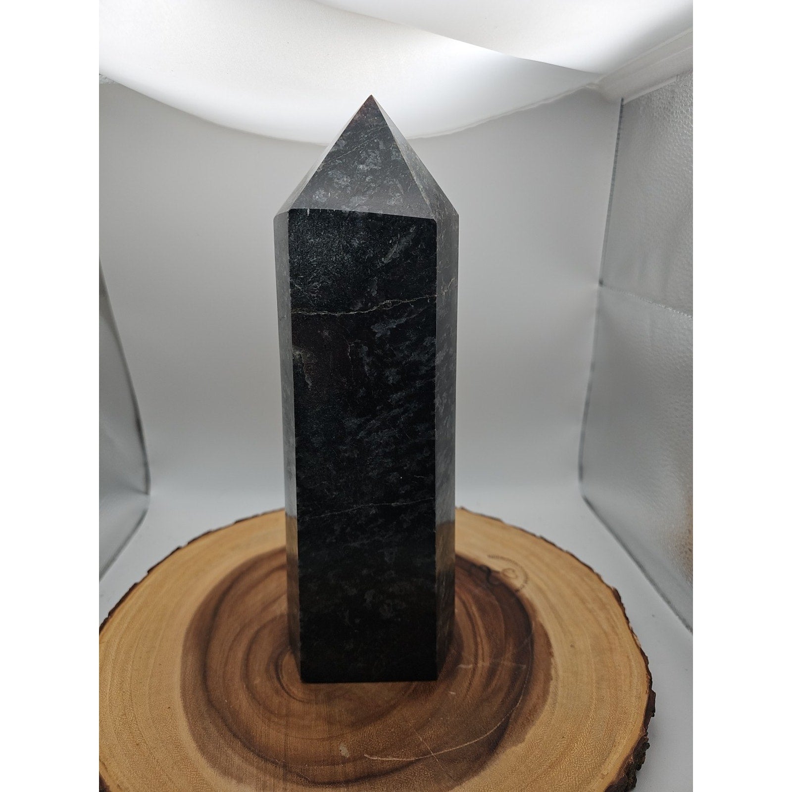 8.23lb Arfvedsonite Garnet Blue Flashes Crystal Point Tower Polished
