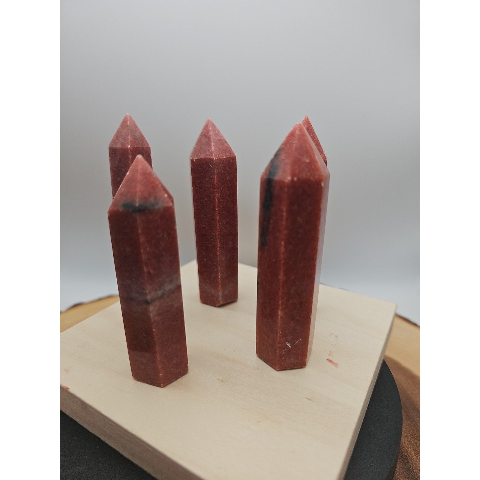 5pcs Avg .65 Natural Rhodonite Quartz Crystal Brazil