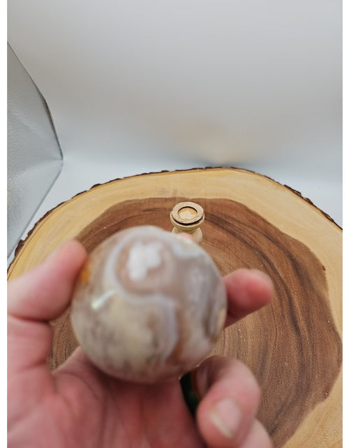 Load image into Gallery viewer, Flower agate sphere .59lbs W/stand

