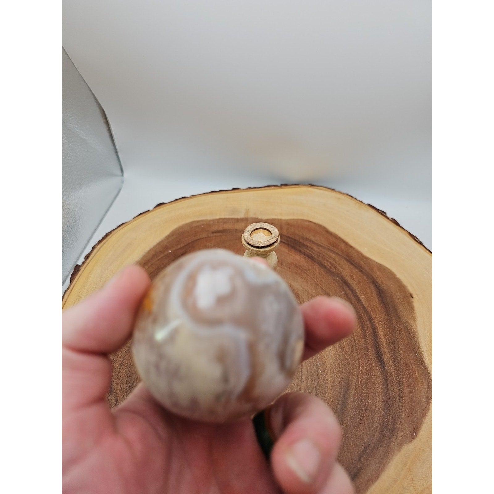Flower agate sphere .59lbs W/stand