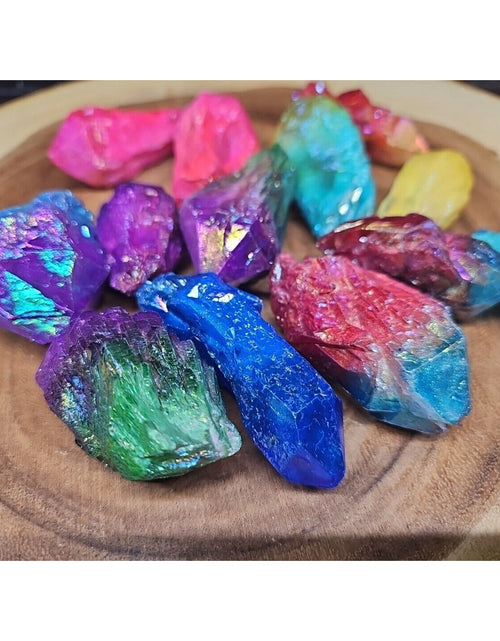Load image into Gallery viewer, 1.80LB 13Pcs Rainbow Aqua Aura Quartz Crystal Cluster Points Titanium Coating
