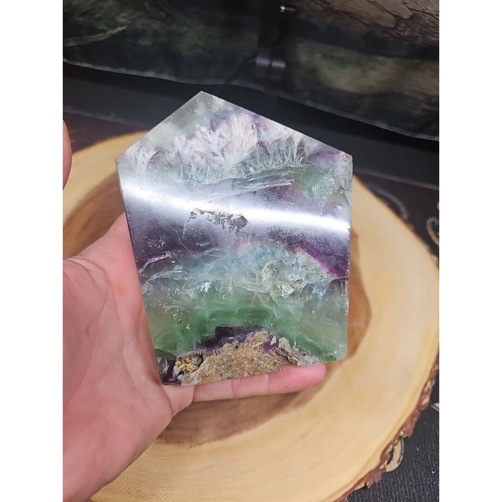 1.15LB Natural fluorite snowflake feather fluorite crystal quartz healing
