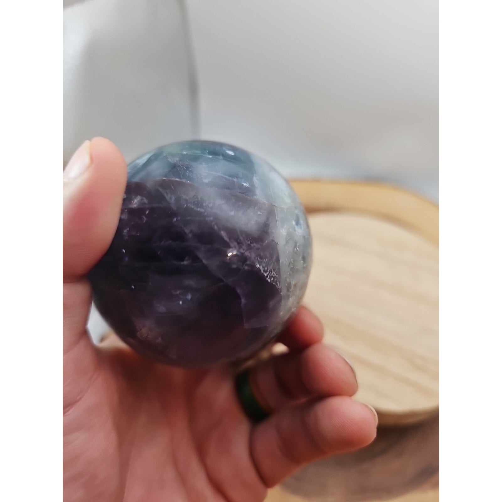 1.10lb Natural Rainbow Fluorite Quartz Crystal Sphere Ball Polished