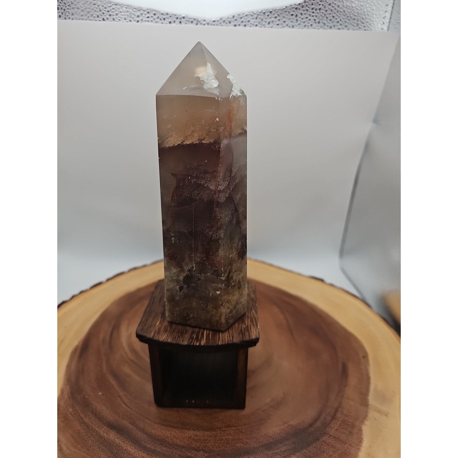 1.95lb Fluorite Quartz Crystal Point W/Stand
