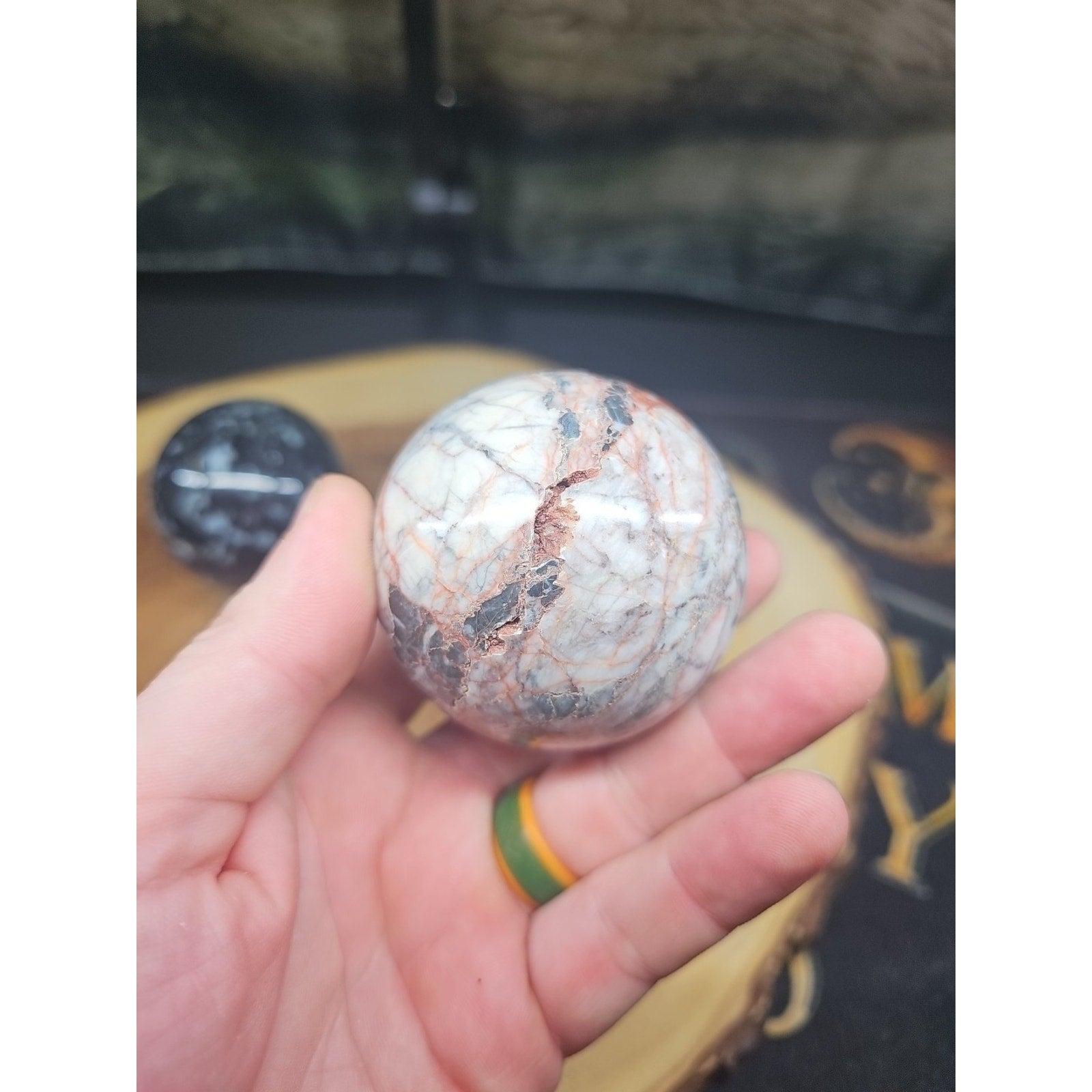 2Pcs A Set Of Natural Quartz Crystal Jasper Sphere Ball Polished 50-60mm &stand
