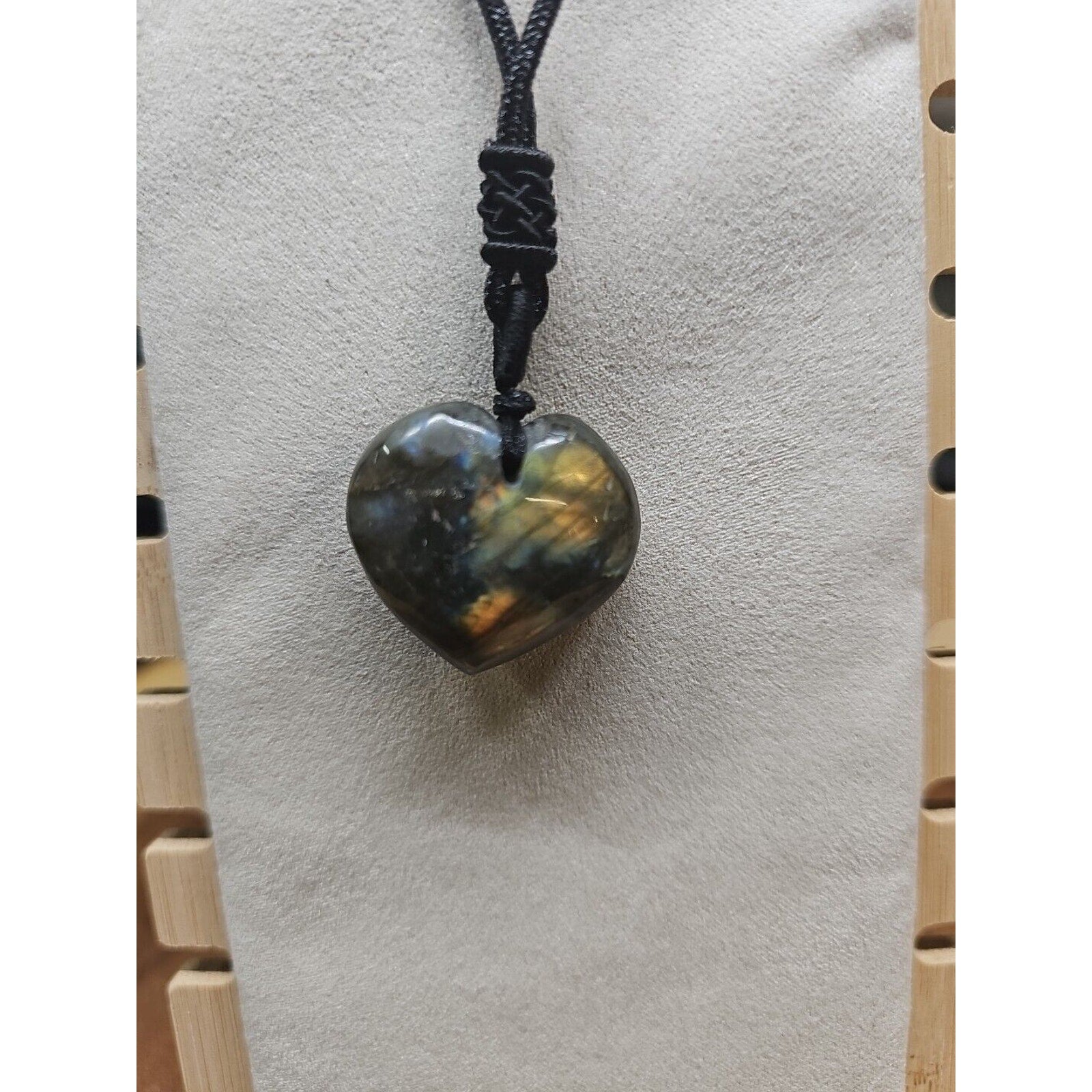 Labradorite Cord Necklace Healing/Protection Heart