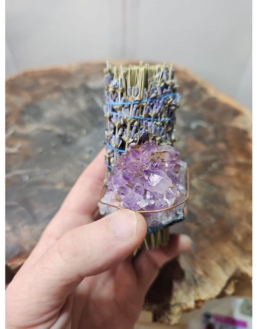 Load image into Gallery viewer, Lavender wrapped crystal W/ Huge Amethyst Healing
