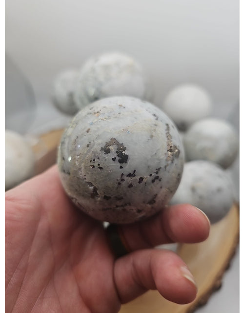 Load image into Gallery viewer, 1 Each Natural Golden Pyrite &amp; Jasper Crystal Sphere Ball Polished 55mm +
