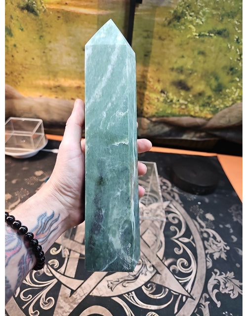 Load image into Gallery viewer, 5.04lbs 11.5in Tall Green Jasper Crystal Point Tower Healing
