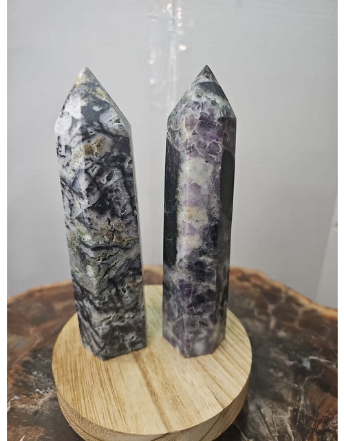 Load image into Gallery viewer, 2Pcs Natural Purple Fluorite Quartz Crystal Point Tower Polished
