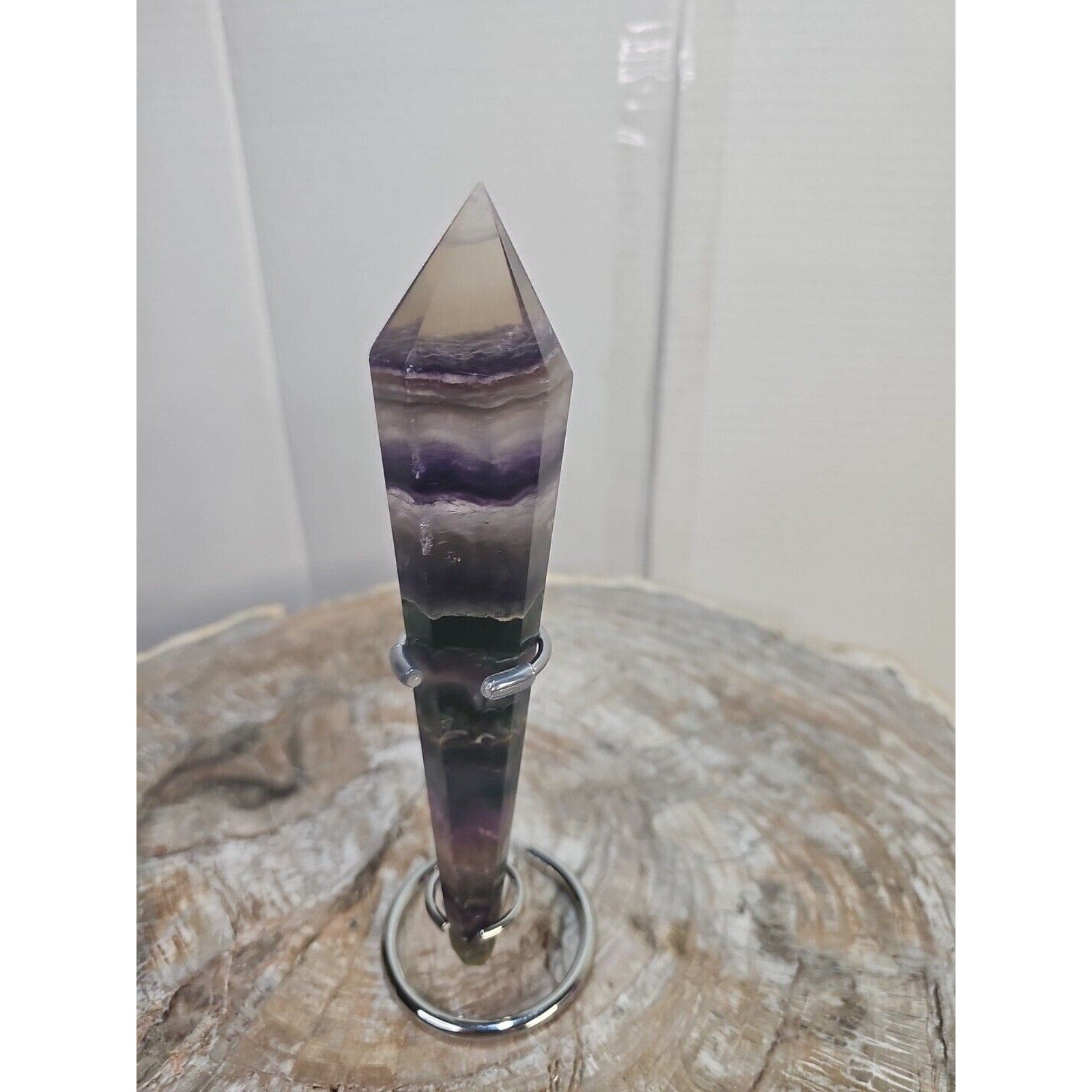 255g Fluorite crystal scepter 7in Long W/STAND