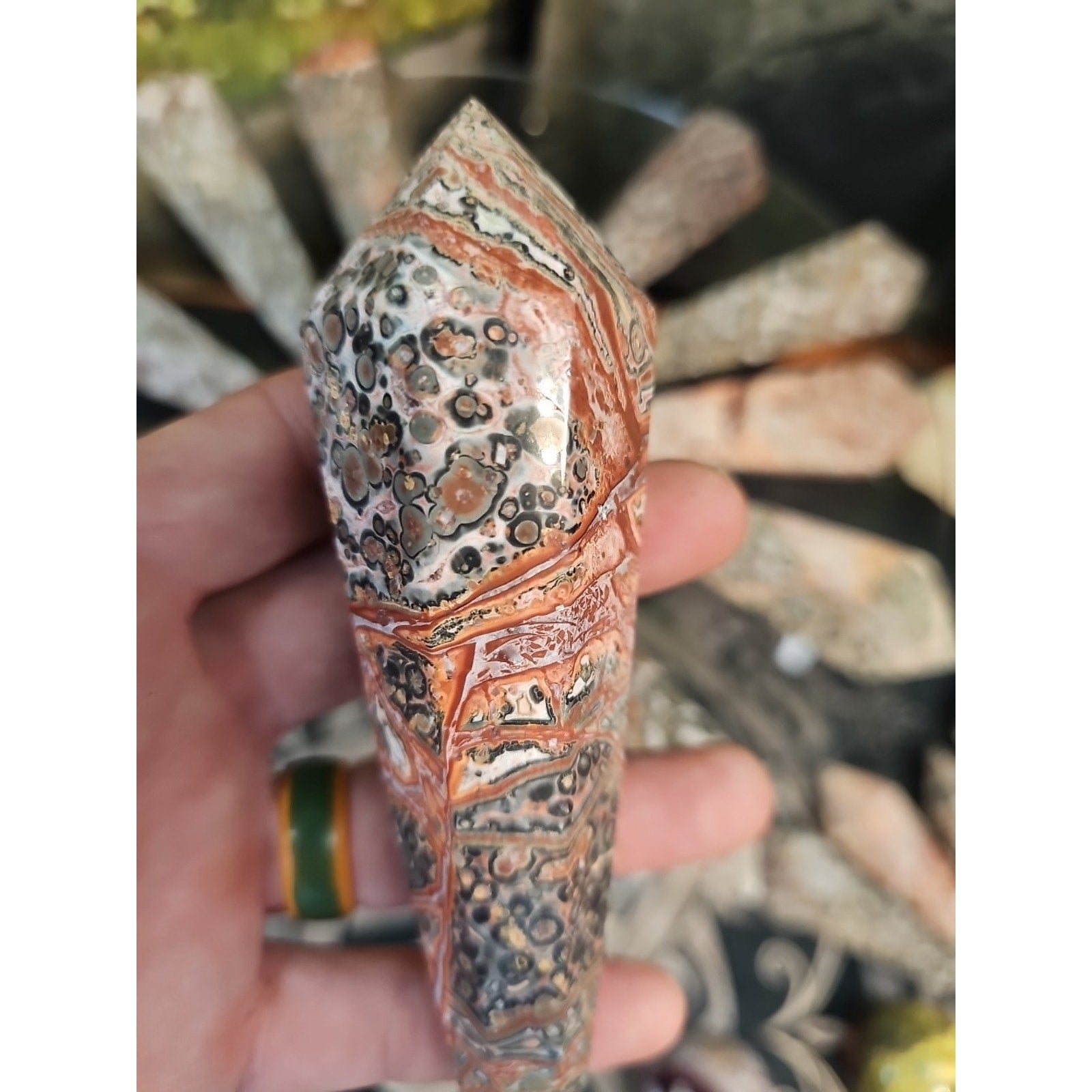Natural Leopard Skin Jasper Crystal Scepter .30+ Avg 1 Each