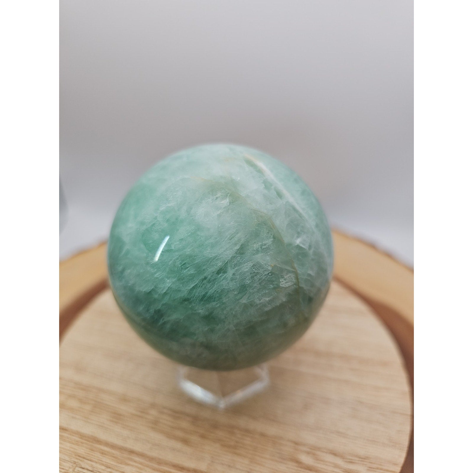 1.43lb Natural Rainbow Fluorite Quartz Crystal Sphere Ball Polished