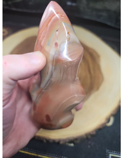 Load image into Gallery viewer, 1.15LB 1Pcs Natural Polychrome Ocean Jasper Crystal Flame Point Carved Healing
