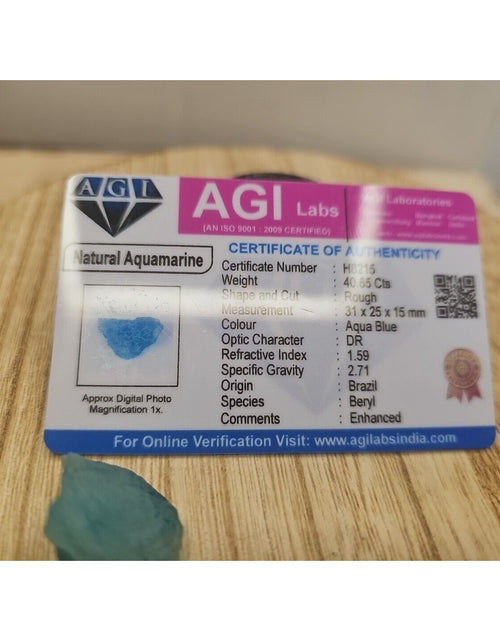 Load image into Gallery viewer, Stone, Natural AQUAMARINE w/ Card
