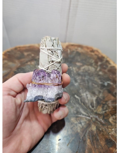 Load image into Gallery viewer, Sage wrapped crystal W/ Huge Amethyst Quartz Healing
