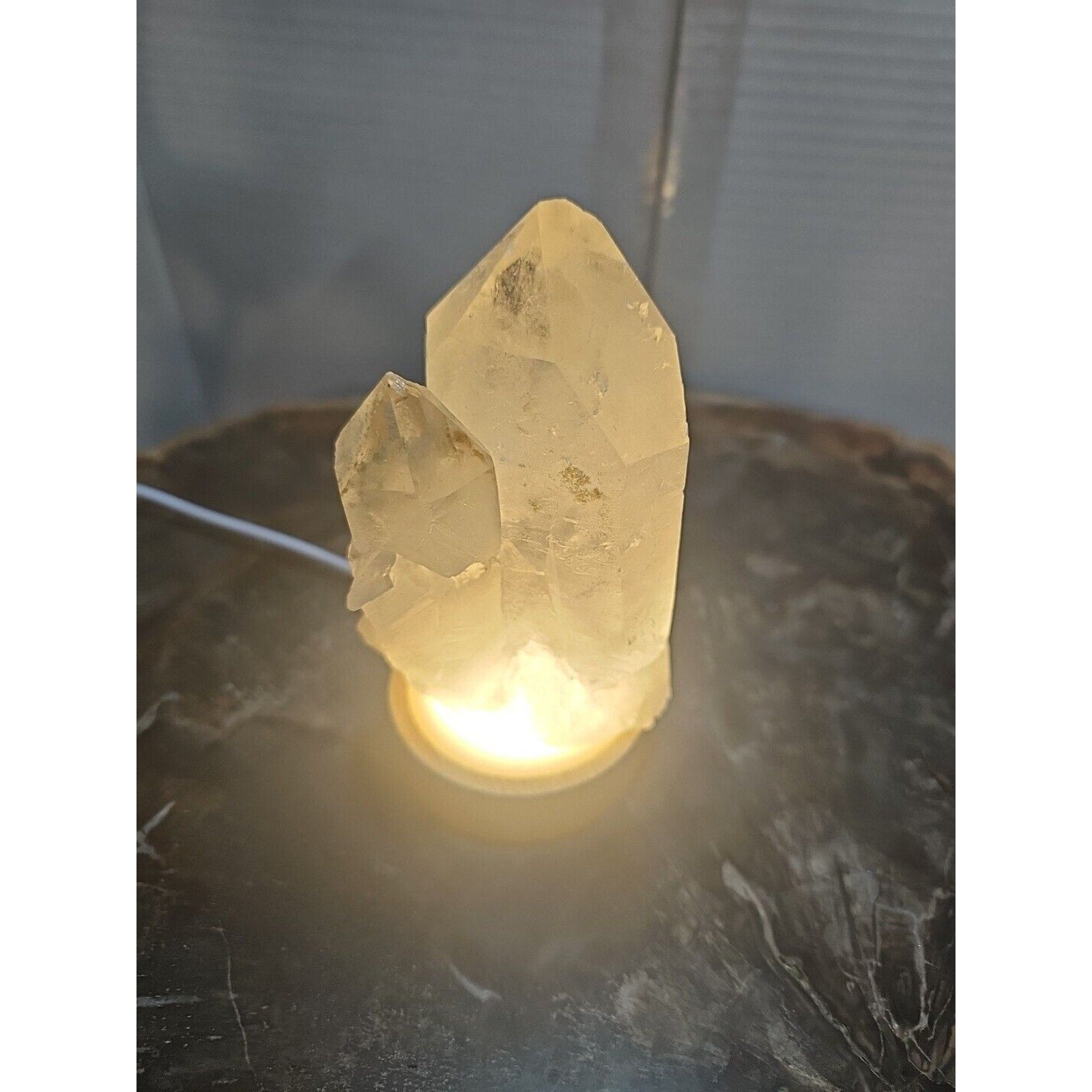 429g White Quartz Crystal Cluster W/ Led Light