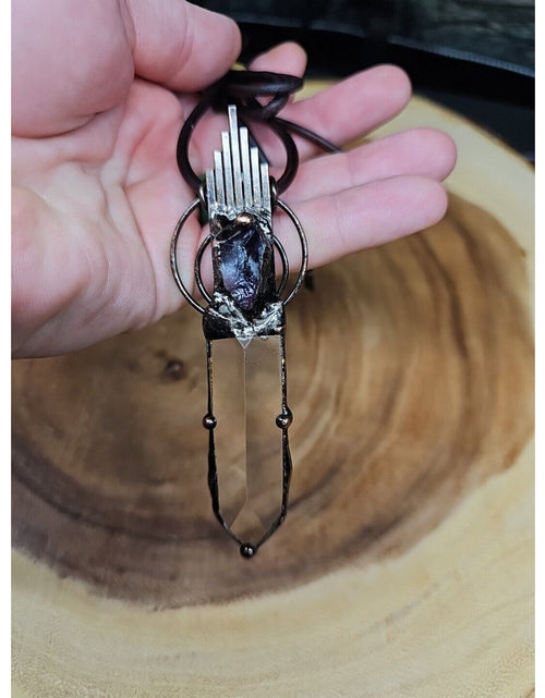 Load image into Gallery viewer, Healing Quartz Crystal Necklace W/Leather Cord
