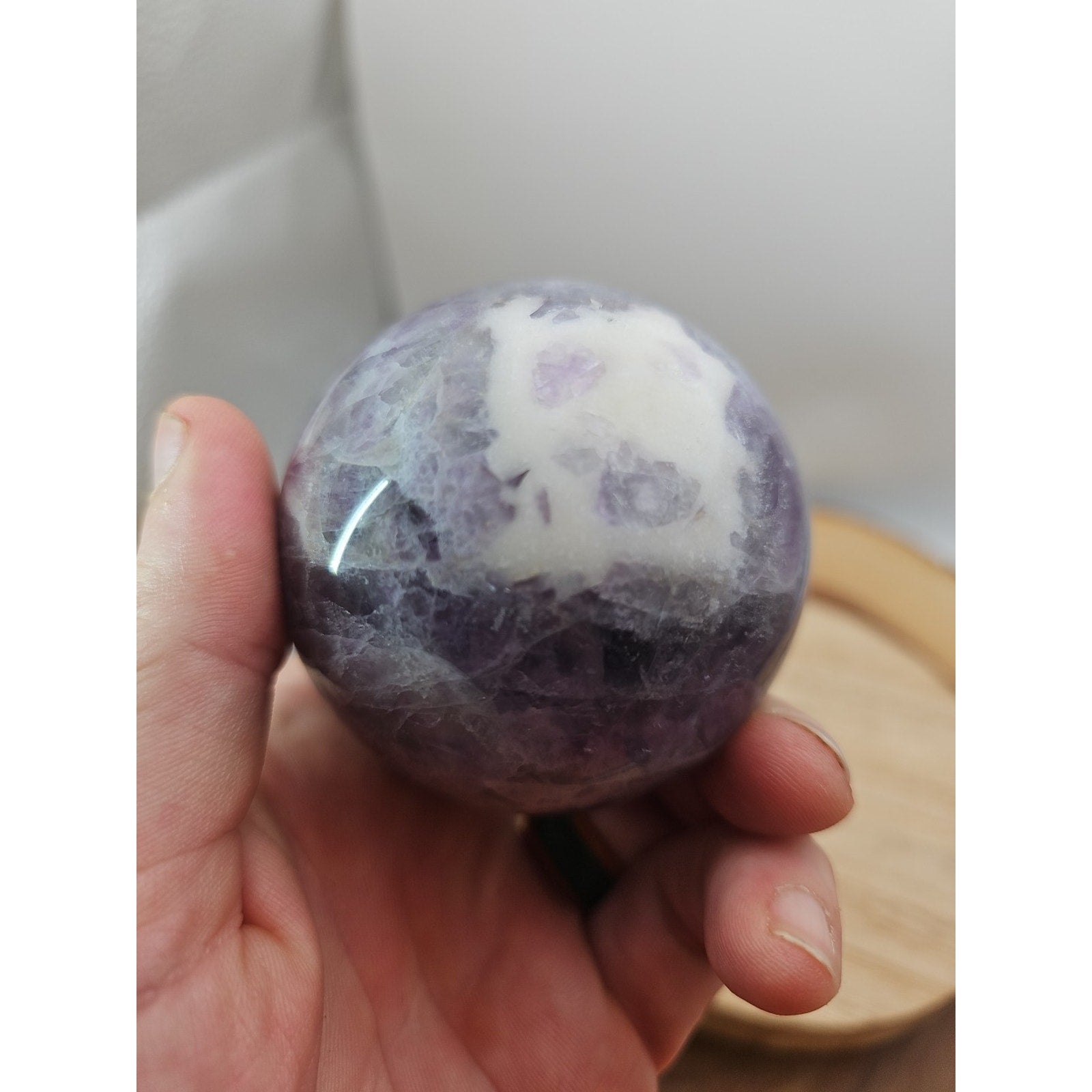 1.09lb Natural Rainbow Fluorite Quartz Crystal Sphere Ball Polished