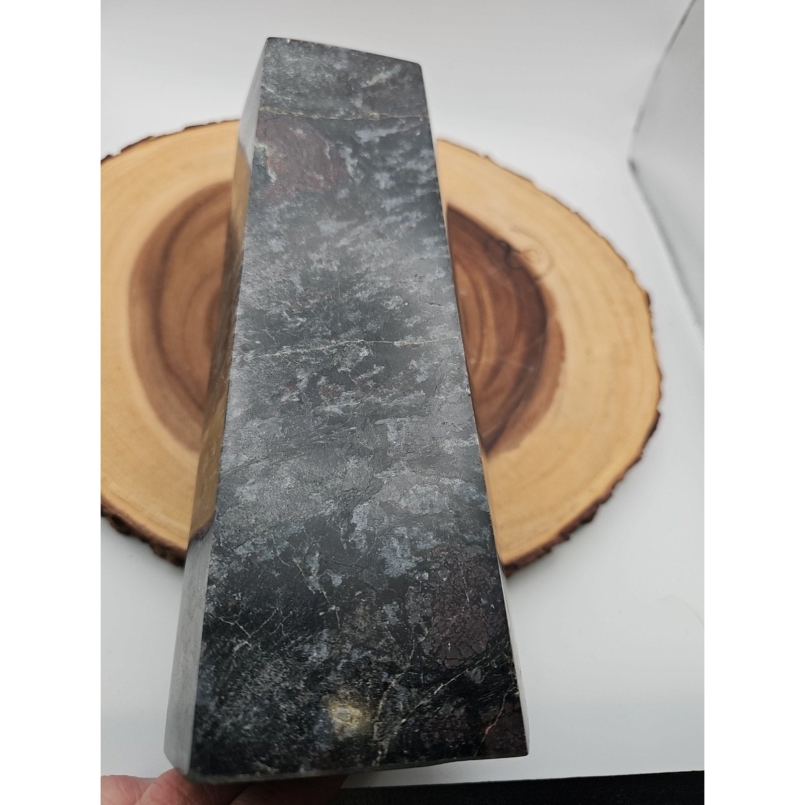 8.23lb Arfvedsonite Garnet Blue Flashes Crystal Point Tower Polished