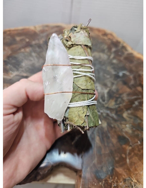 Load image into Gallery viewer, Bay Leaf wrapped crystal W/ Huge White Quartz Healing
