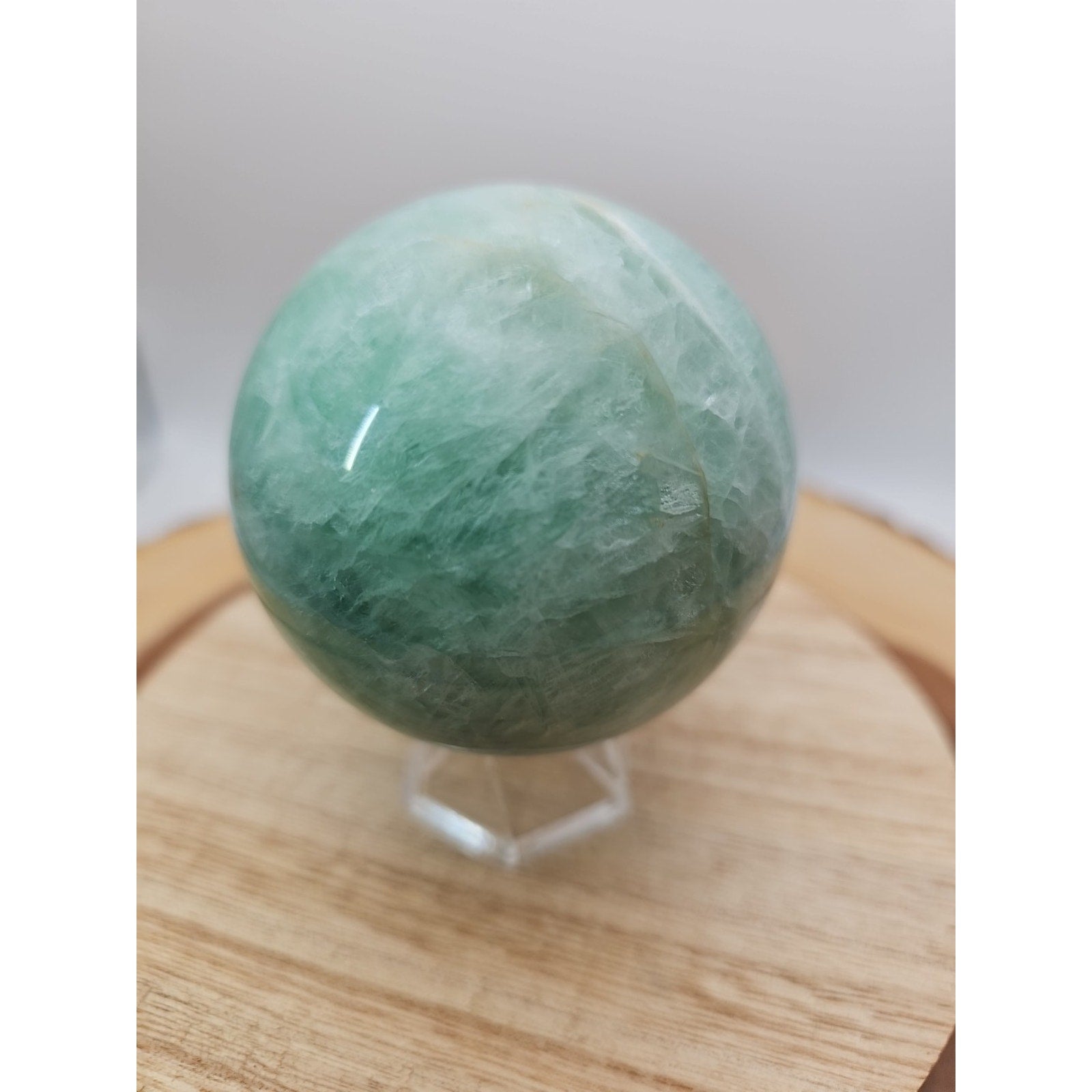 1.43lb Natural Rainbow Fluorite Quartz Crystal Sphere Ball Polished