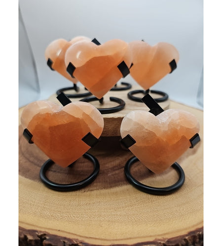 Peach Selenite Palm Stone W/stand 1each