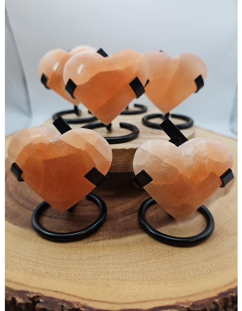 Load image into Gallery viewer, Peach Selenite Palm Stone W/stand 1each
