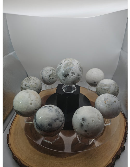 Load image into Gallery viewer, 1 Each Natural Golden Pyrite &amp; Jasper Crystal Sphere Ball Polished 55mm +
