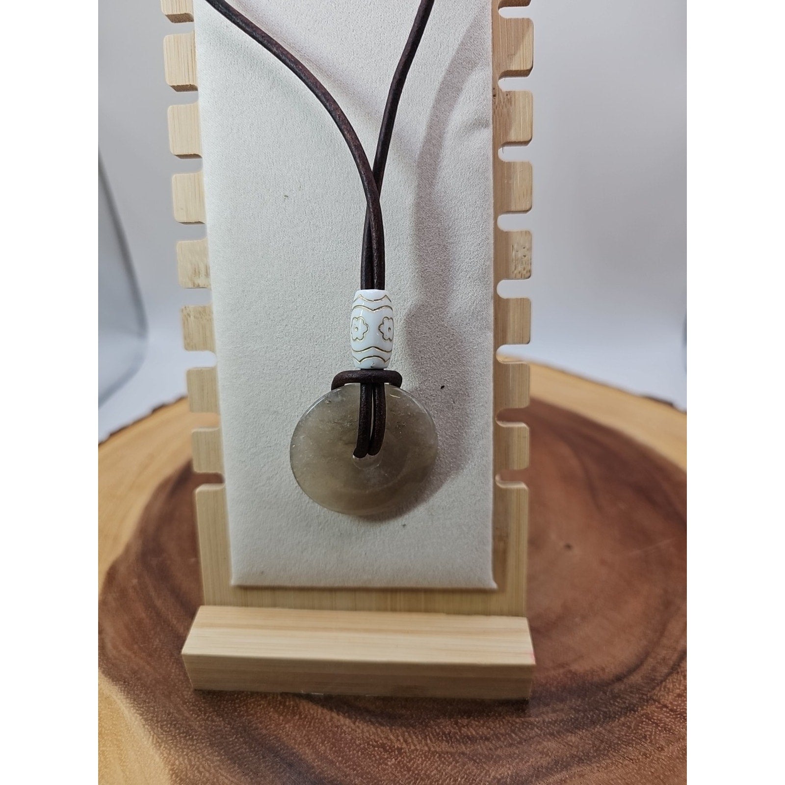 Quartz Lucky Pendant Leather Cord