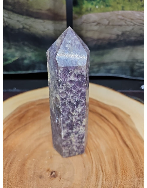 Load image into Gallery viewer, 1ea Natural Purple Mica Lepidolite Crystal Point Tower Africa 505g
