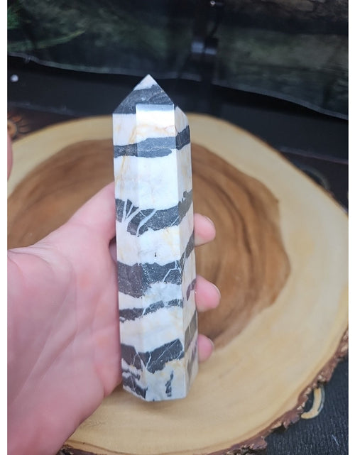Load image into Gallery viewer, Zebra Stone Tower 341g 6in Tall
