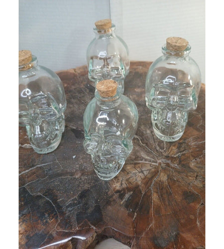 4pcs Skull Decanter Leadfree Glass Skull Prop Bottle With Cork Stopper