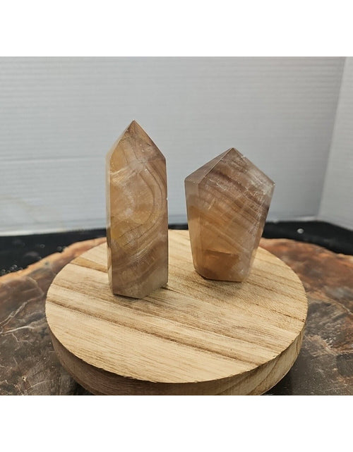 Load image into Gallery viewer, 2Pcs Natural Rainbow Fluorite Quartz Crystal Point Tower Polished Healing
