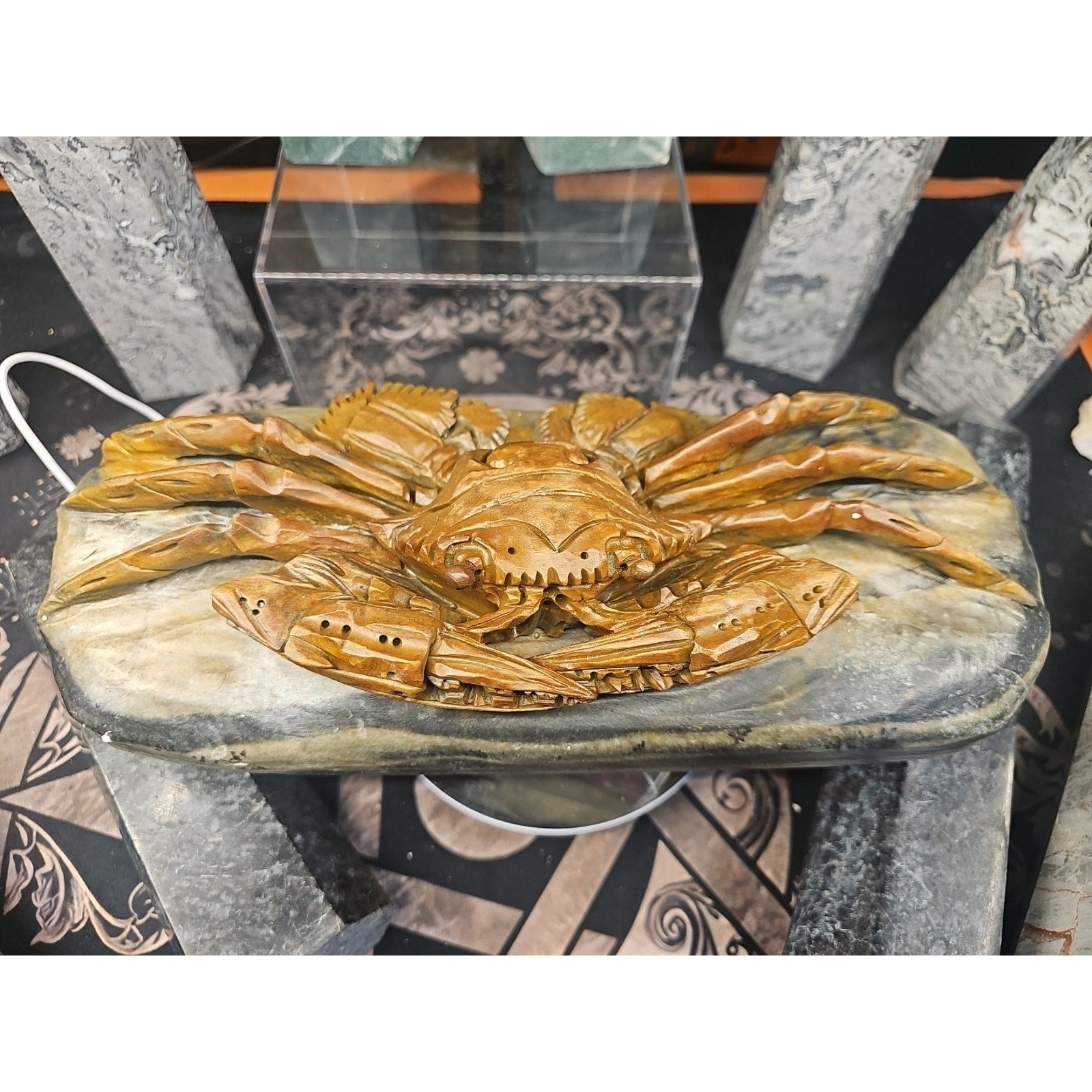 9.44LB Natural Mao Gong shi crab skull hand carved crystal specimen healing